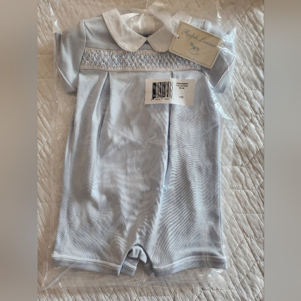 Ralph Lauren Baby Blue 6 month romper - NWT